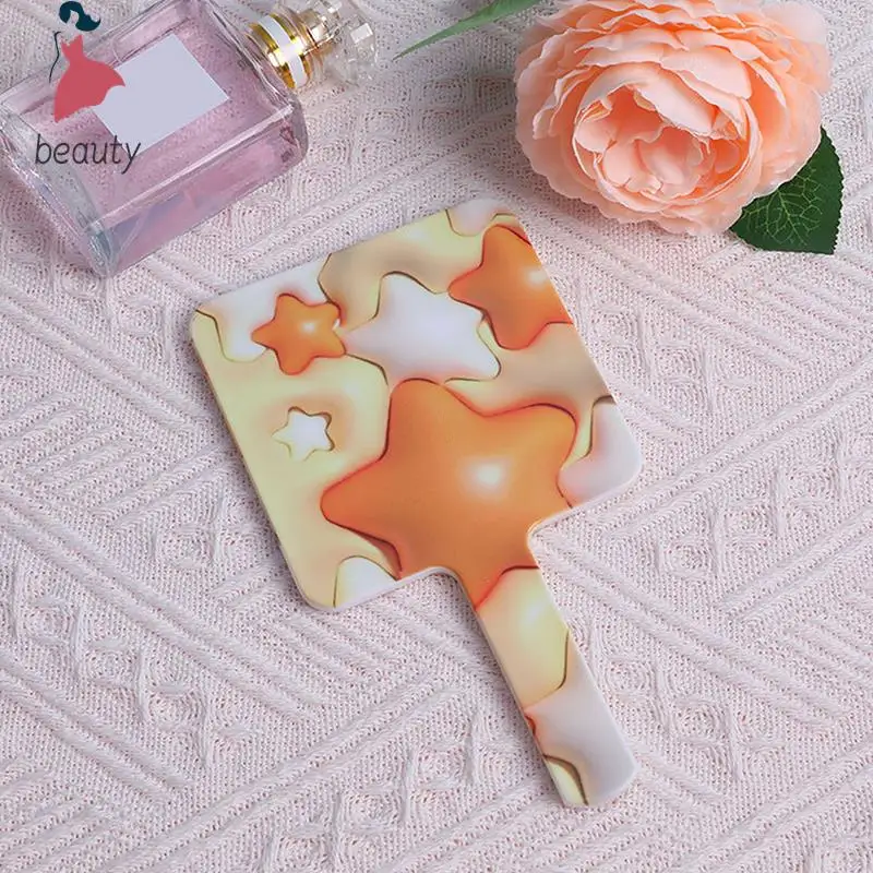 Handheld Makeup Mirror Five-Pointed Star Square Makeup Mirror With Handle Hand Mirror Spa Salon Compact Mirrors Cosmetic Mirror