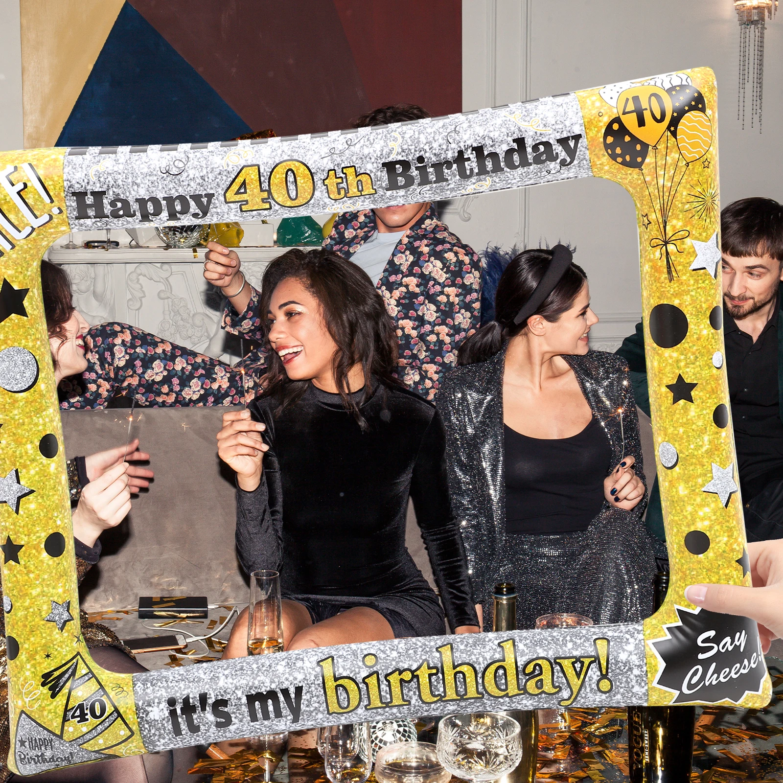 

Inflatable Photo Frame Selfie Birthday Party Prop 18 Years Old PVC Bright Color Props Perfect Size Stand Upright