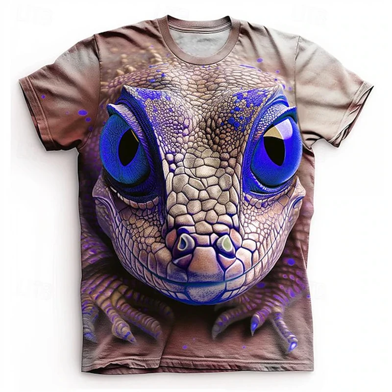 New Hot Colorful Scale Lizard 3D Printing Animal Pattern T-shirt Street Fashion Hip Hop Boys Gym Tops Oversized Tee Shirts