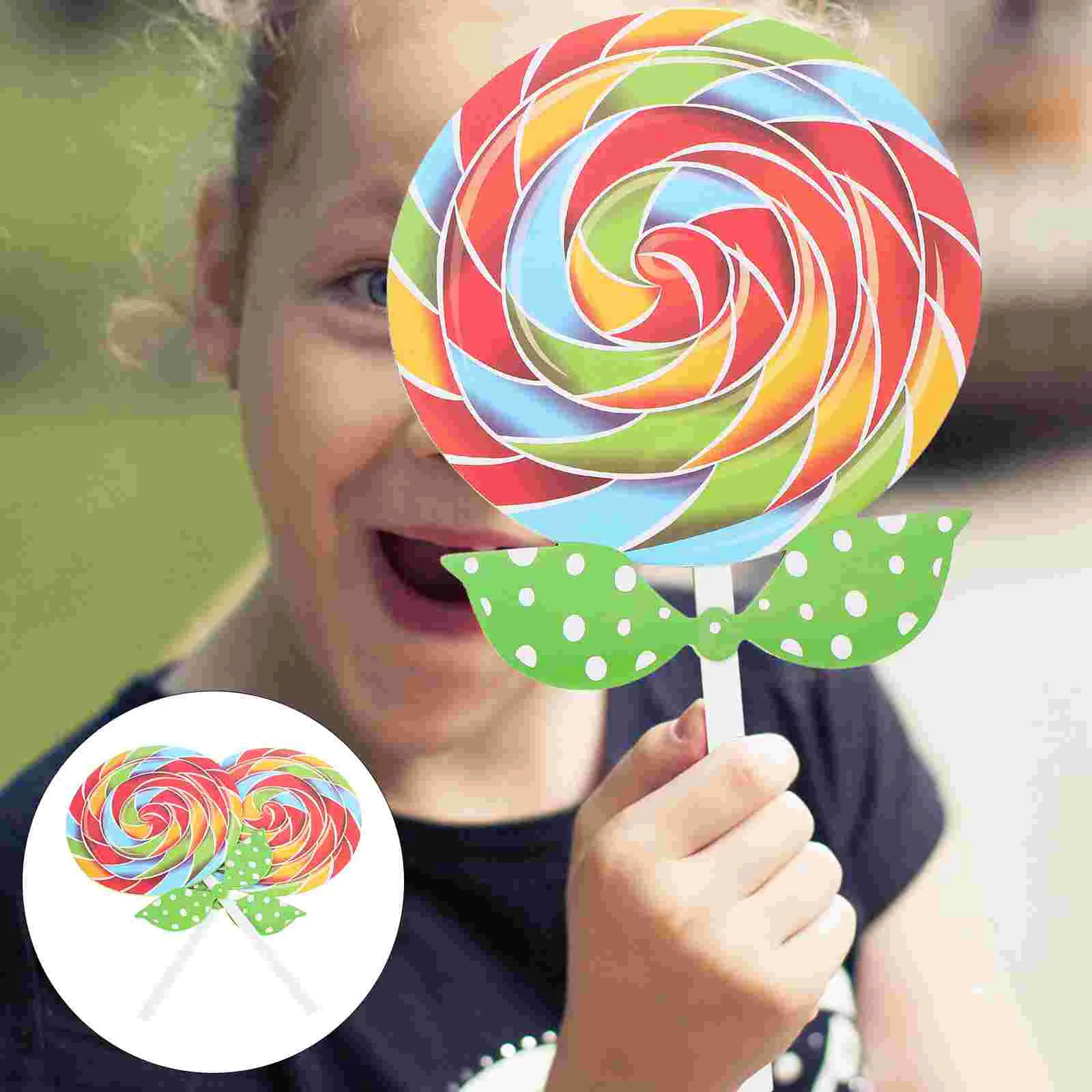 

2 Pcs Lollipop Photo Simulation Fake Candy Wedding Props Decorative Vase Cane Food Party Decoration Model Plastic Felt Scene