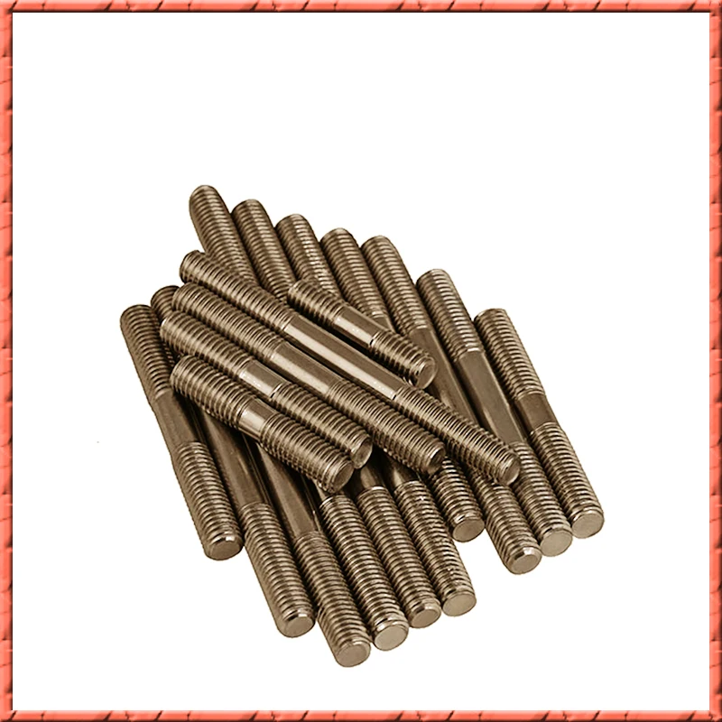 Titânio dupla extremidade parafuso prisioneiro, rosca dupla parafuso passador, rosca dupla, Ti duplo, GR2, M6, M8 x 60, 80, 100, 120-200mm, 10 pcs por lote