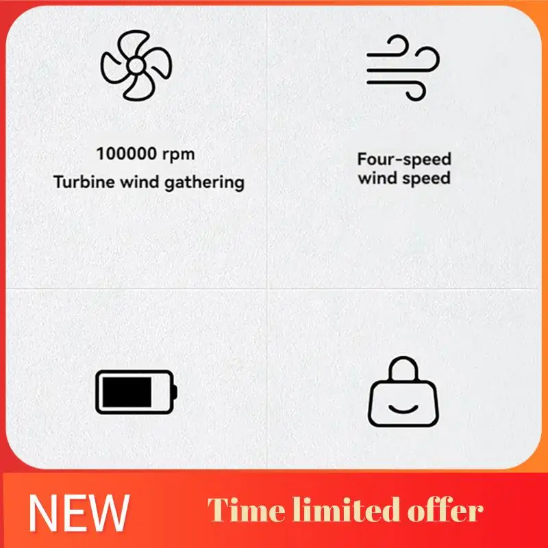 

ABHU New 100000RPM Portable Brushless Motor Violent Fan Handheld High-Speed Turbo Jet Fan Outdoor Blower Super Powerful