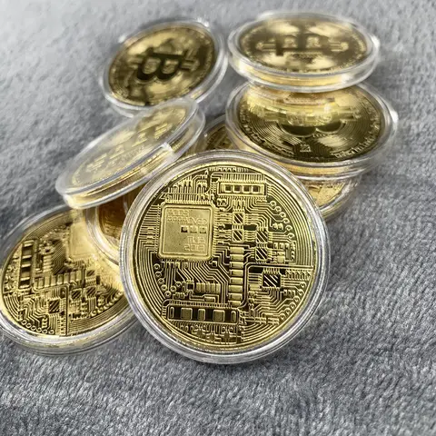 Gold Plated Bitcoin Coin Collectible Art Collection Gift Physical Commemorative Casascius Bit BTC Metal Antique Crafts Imitation