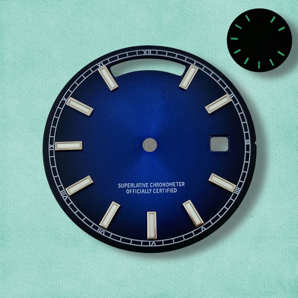 31 مللي متر S شعار اليوم والتاريخ الطلب صالح 8285 حركة الأخضر مضيئة أشعة الشمس عالية الجودة ساعة مزدوجة تعديل الملحقات #3