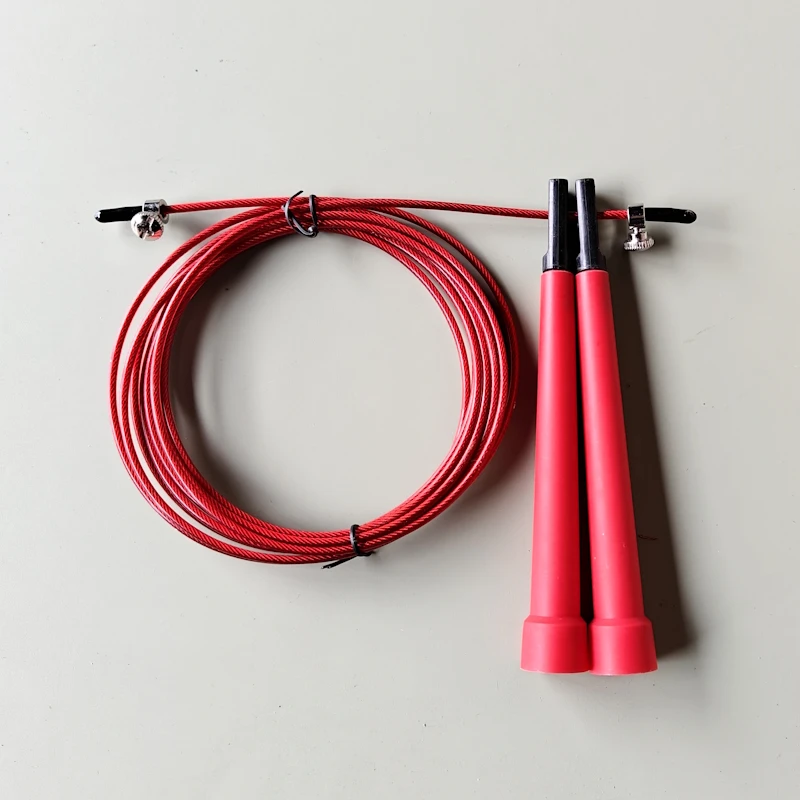 2.5mm diameter PVC coat steel cord jump rope simple double under plastic fitness cheap