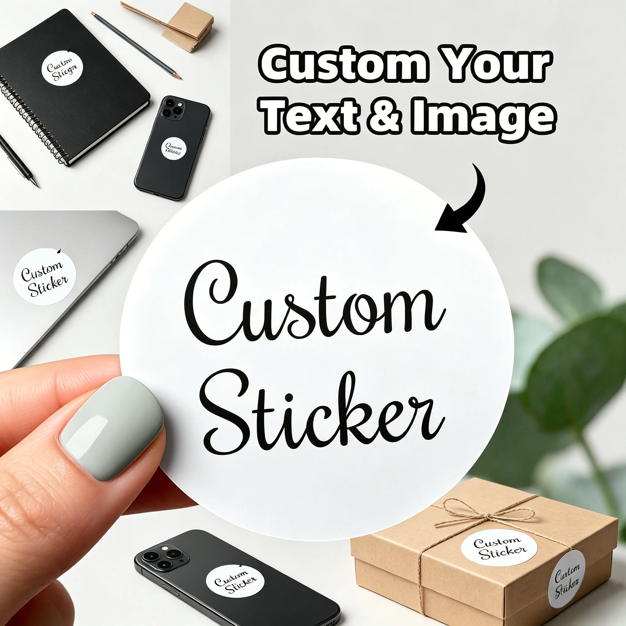 Custom Personalized Waterproof Stickers, Round - Customizable Text, Logo, or Image, for Packaging, Envelope Seals, and Business view 3