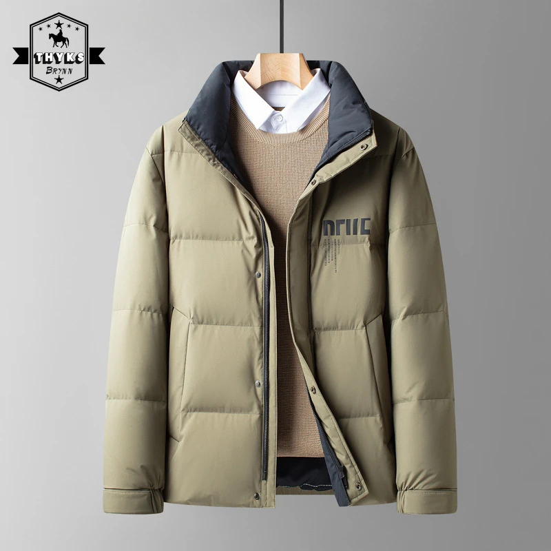 Duck Down Parka, casaco grosso, sobretudo quente, branco, casual, ao ar livre, de alta qualidade, moda masculina