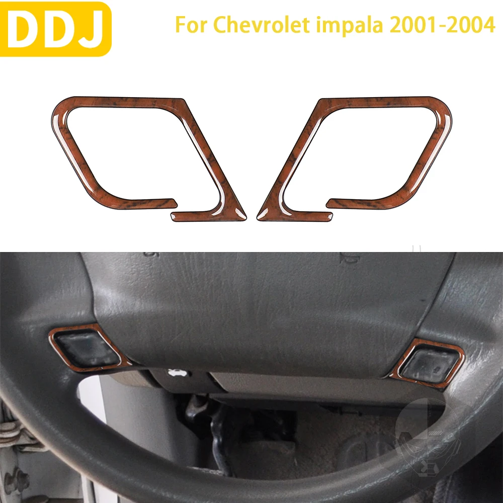 

For Chevrolet Impala 2001 2002 2003 2004 Accessories Wood Grain Plastic Car Interior Steering Wheel Button Frame Trim Sticker