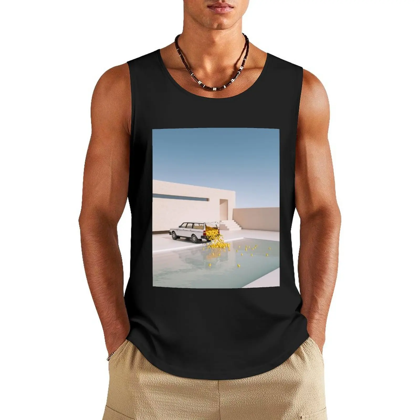 

Duck Pool Tank Top Men gym sportswear plain t-shirt Men's gym articles