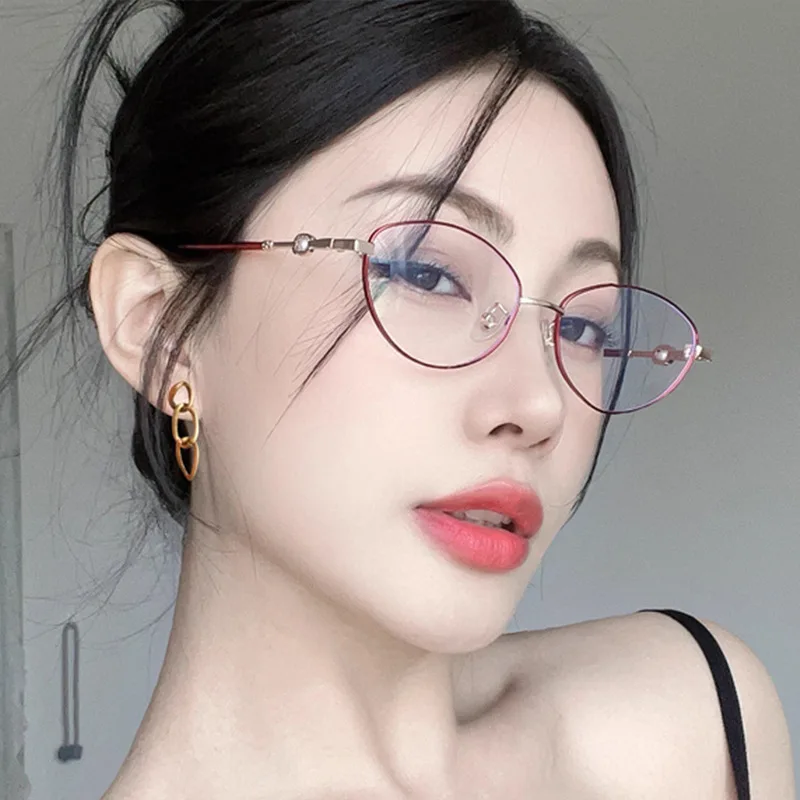 Oval fashion blue - proof glasses ladies elegant temperament model decorative glasses