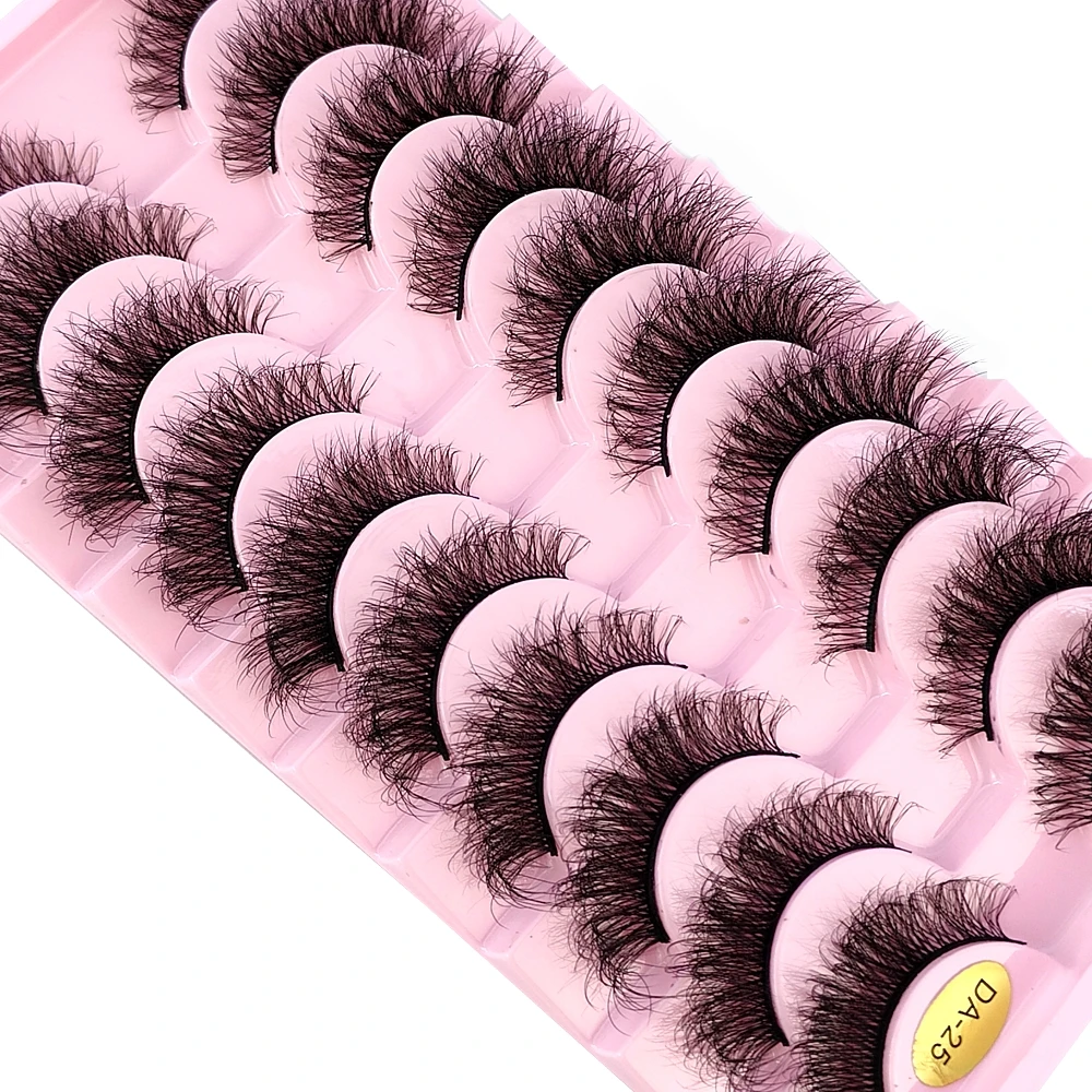 HBZGTLAD 10Pairs 3D Faux Mink Hair False Eyelashes Natural Messy Eyelash Crisscross Wispy Fluffy Lashes Extension Big Eye Makeup