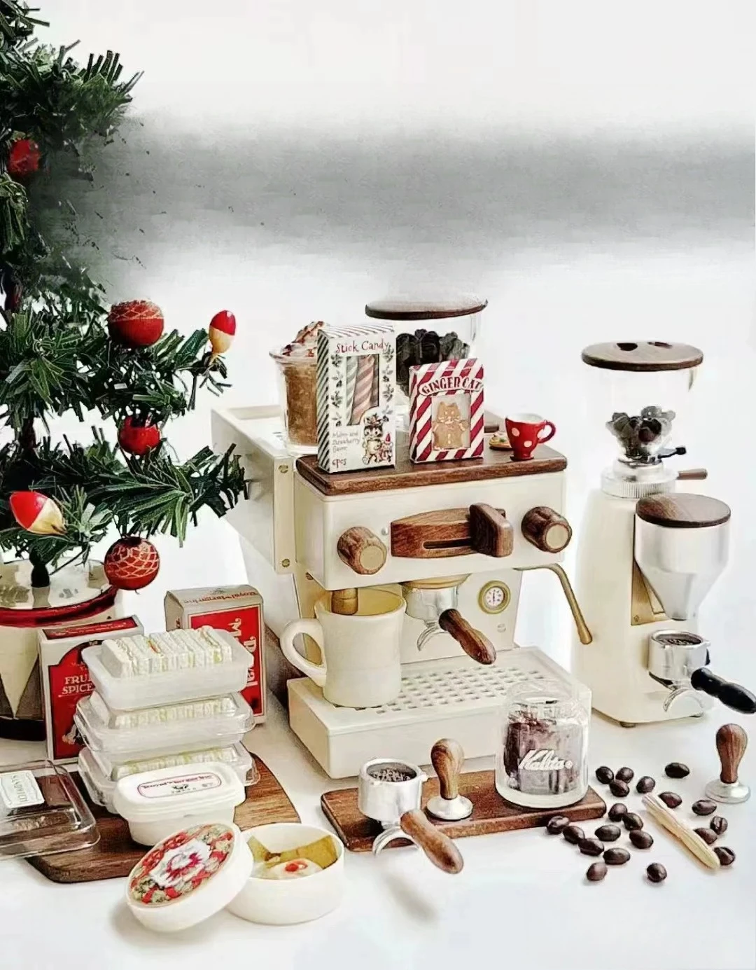 Small coffee machine baby with miniature mini model coffee shop food blythe