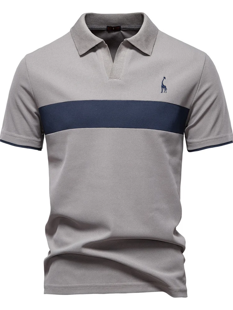 Novedad de verano, camiseta a rayas con cuello Faion para hombre, ocio, corte entallado, ort Sve Busin, ropa informal urbana para jóvenes