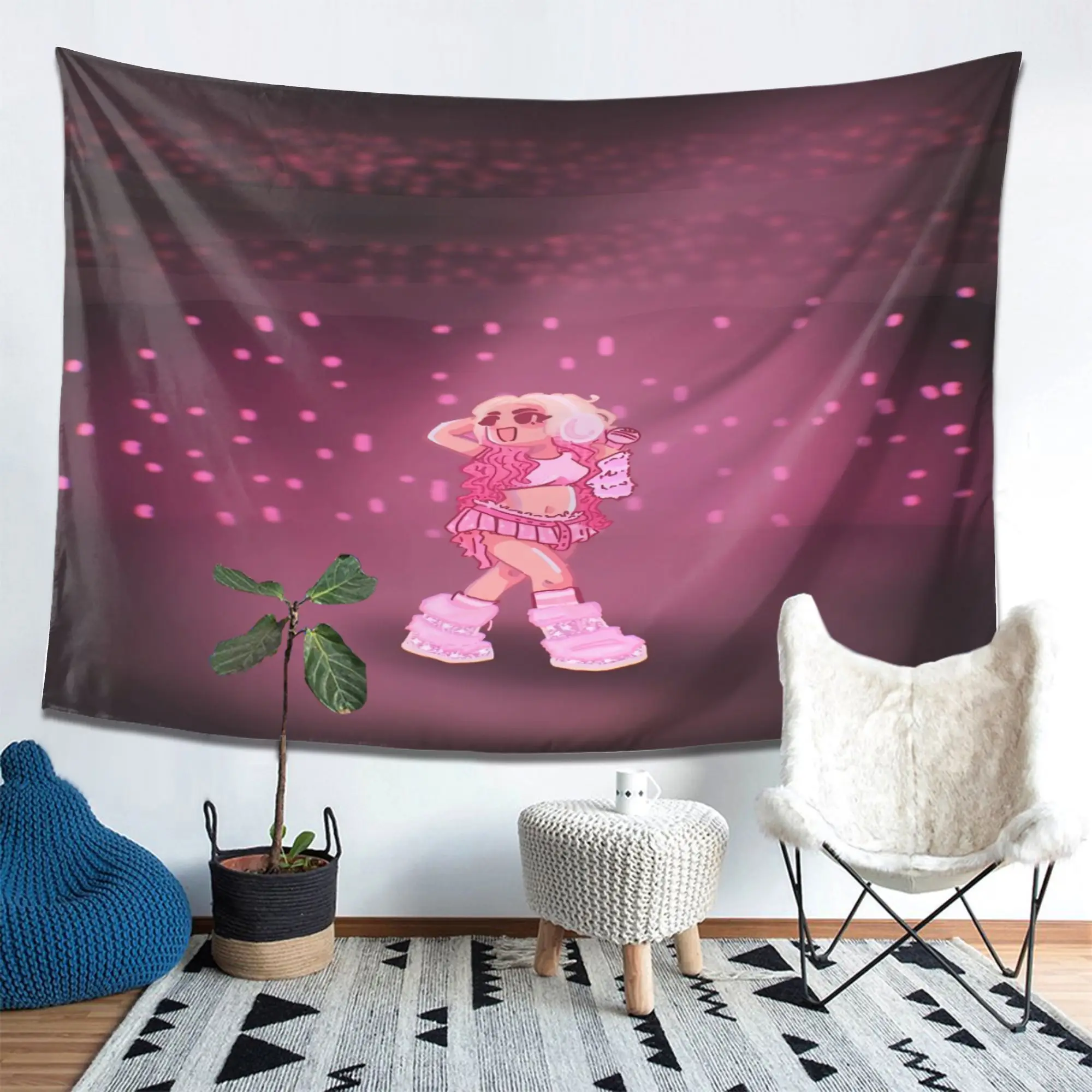 Oki Doki Яркий розовый гобелен для выступлений на сцене — высококачественный настенный гобелен с принтом для гостиной, спальни, офиса Oki Doki Яркий розовый гобелен для выступлений на сцене — высококачественный настенный гобелен с принтом для гостиной, спальни, офиса
