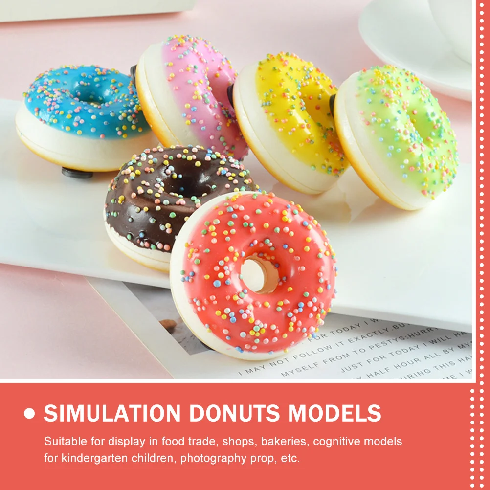 6 Pcs Faux Donuts Artificial Desserts Toys Showcase Props Simulated Party Table Decors Fridge Magnet Lifelike Fake