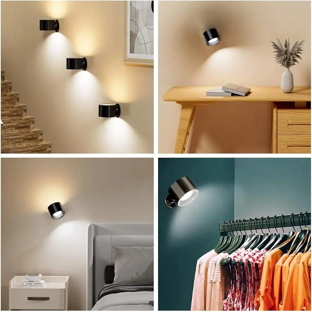 Led Wall Mounted Lights - Rechargeable, Magnetic, Remote Control, 3 Color Temperatures, Dimmable, Portable Cordless, Usb-C