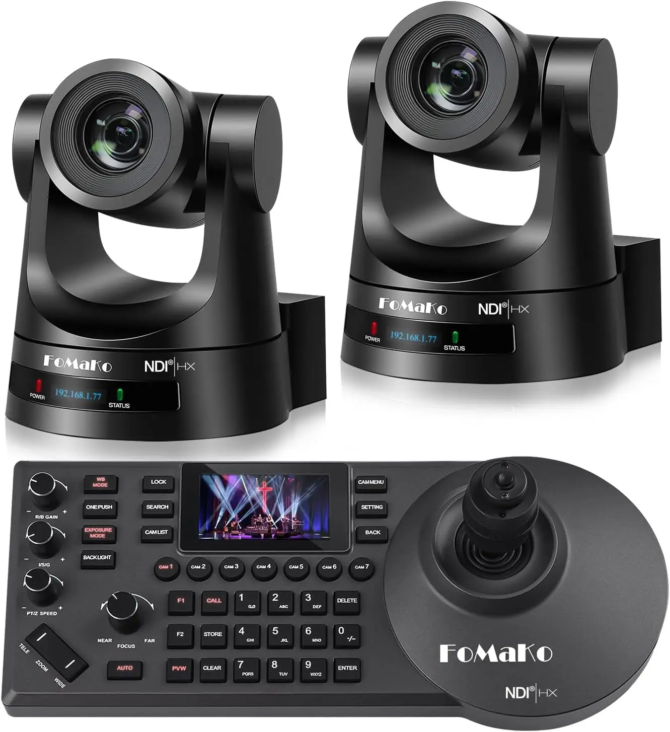 

FoMaKo NDI Комплект PTZ-камеры 30X HDMI 3G-SDI IP PoE (2 шт.) NDI PTZ-контроллер PoE Контроллер IP-камеры Клавиатура (KN30Ax2+KC608N)