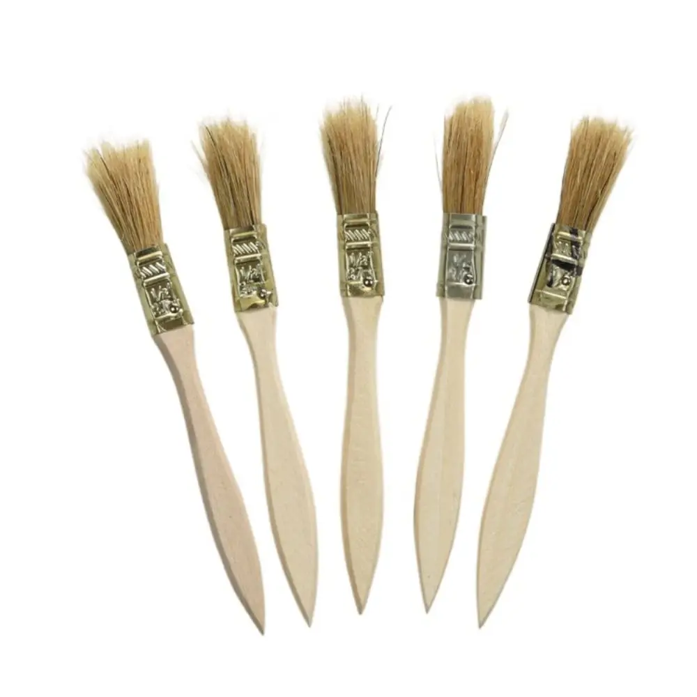 0.5 Inch Pig 's Bristle Brush Detail Brush Flat Shape Paint Brush Wooden Handle Good Water Absorption Wall Brushing Tools