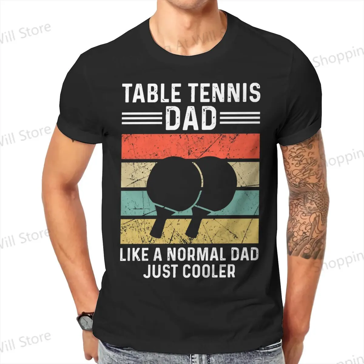 Summer men's and women's casual T-shirts Ping Pong Table Tennis DAD Round neck short sleeved T-shirt Street Clothing S-6XL