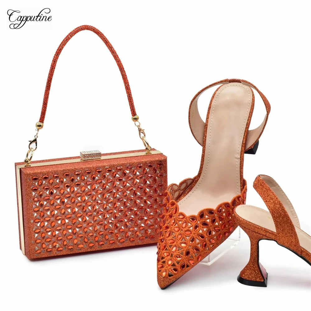 Black Women Shoes And Bag Set To Match African Ladies Pumps With Handbag Sandals Clutch Purse Escarpins Femme Sandales 938-99