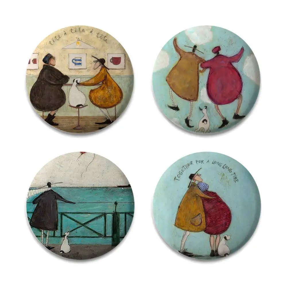 

Cartoon S-Sam T-ToftS Badges Round Exquisite Badge Brooches Creative Pins For Clothes Hat Backpack Gift Accessories
