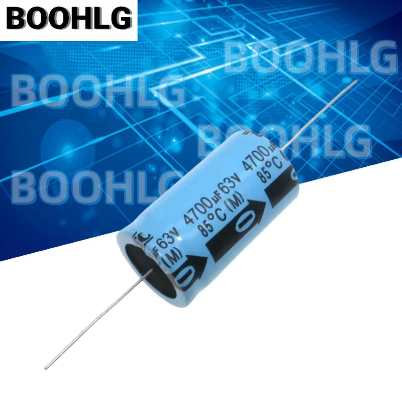 2PCS Filter Capacitor Horizontal Axial Polarized Aluminum Electrolytic Capacitor 63V 4700UF 25X43mm