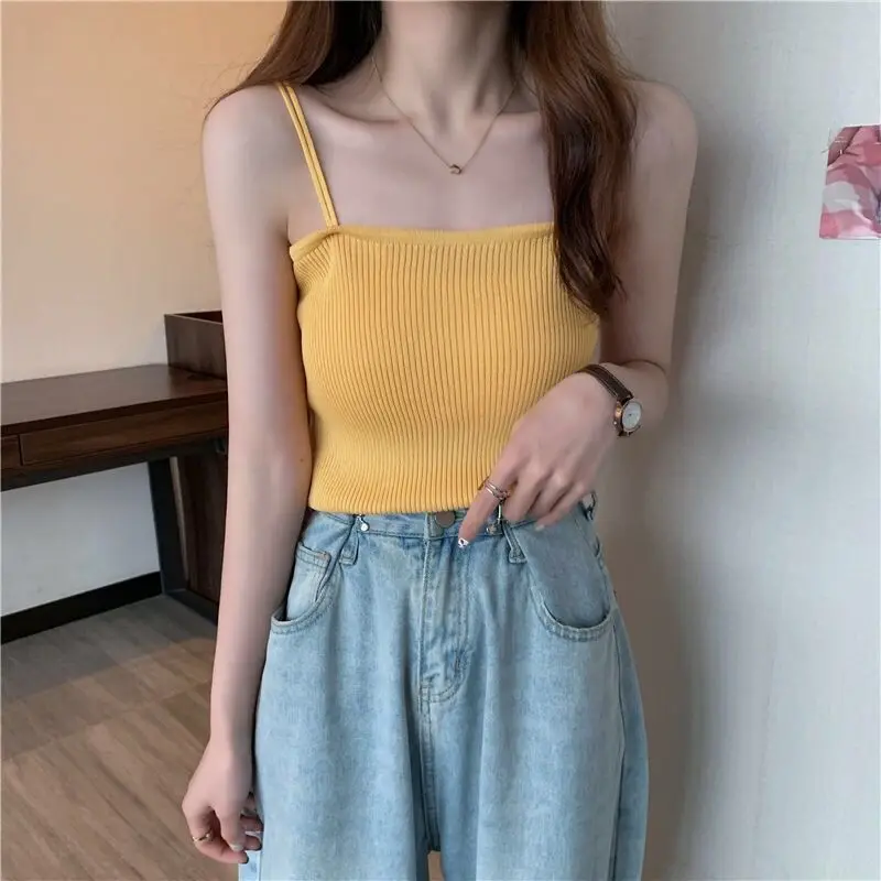 2026 Backless Strap Tank Top Casual Frauen Halter Crop Tops Sommer Ärmel Camis Schlank Solide Kurze Weibliche Rohr Abgeschnitten Weste