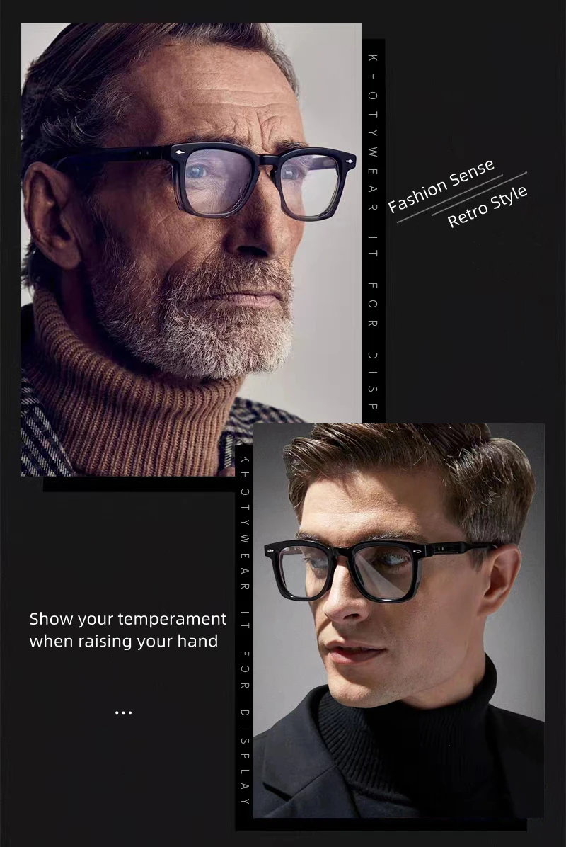 Mode Marke Design Retro Quadratischen Männlichen Exquisite Dekoration Brillen Rahmen Photochrome Anti Blau Licht Männer Lesebrille 0 ~ + 6 – Detail 3