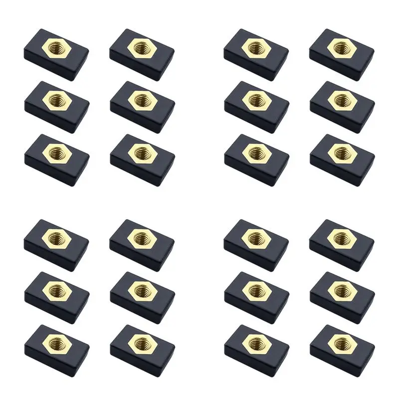 24Pcs M6 Copper Sliding Nut Side Mount Slide Track Rail Fishing Rod Pole Holder Mounting Base For Kayak Boat Canoe