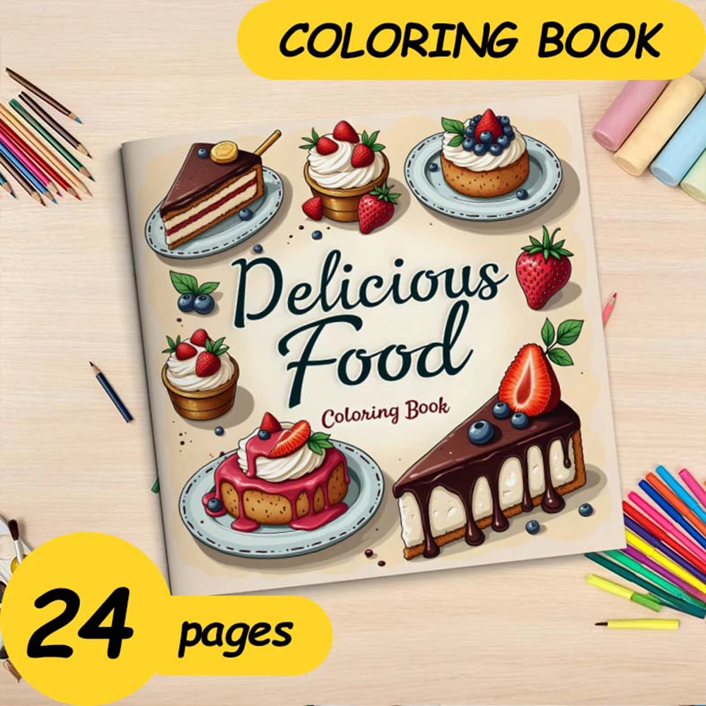 كتاب تلوين فني بتصميم طعام، 24 - مراجعة Food Snacks Coloring Book وسعره