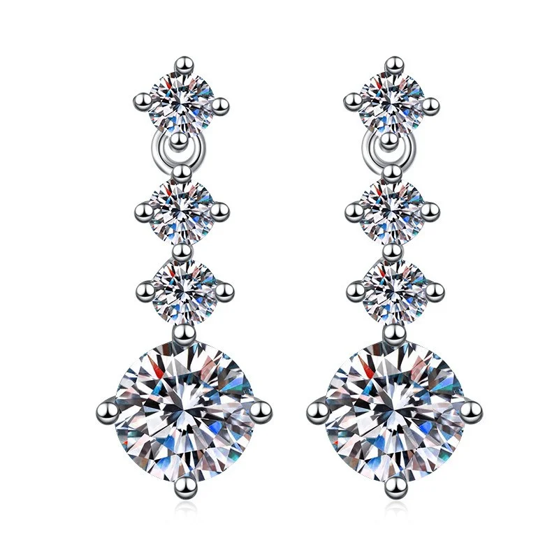 

ZFSILVER модные серьги из серебра 925 пробы с муассанитом 2 карата, классический дизайн, серьги с кисточками в виде лапы 4 для подвесок, женские аксессуары, ювелирные изделия, подарок ES0081