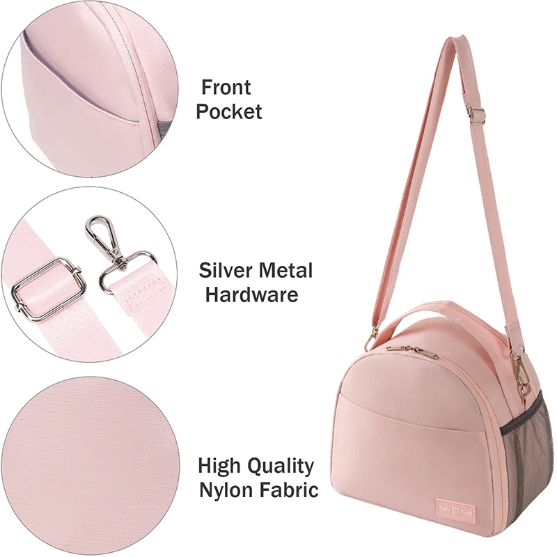 Fashion Insulated Heart Design Lunch Bag for Women Girl Large Capacity Thermal Cooler Crossbody Tote Portable Lunch Box for Work