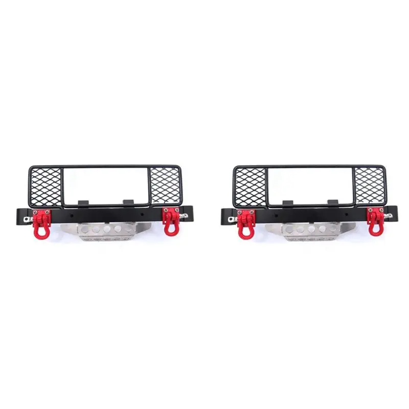 ABXE-2X Metal Front Bumper With Center Net Protection Armor For MN Model D90 D91 D96 D99S MN99 1/12,Black