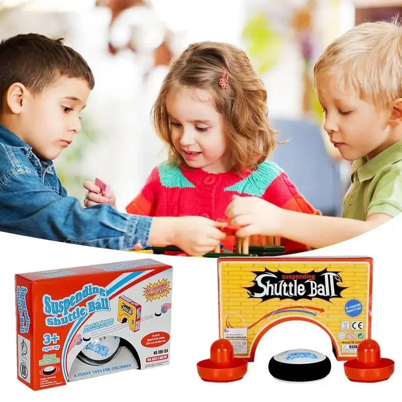 Mini brinquedos de mesa de hóquei flutuante elétrico brinquedo de jogo de tabuleiro de hóquei de ar com 2 empurradores de hóquei de ar vermelho para crianças adultos