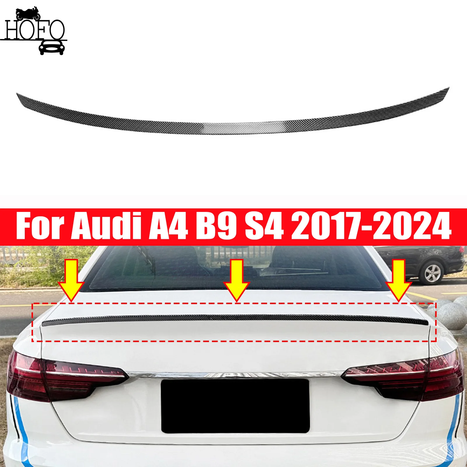 For Audi A4 B9 S4 2017-2024 Rear Trunk Spoiler Aileron  ABS Performance Carbon Fiber Look Aerodynamic Lid Wing Accessories