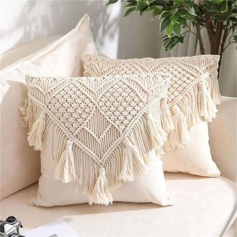 

Pillow Covers Cushion Case Woven Boho Cushion Cover For Bed Sofa Couch Car Home Decor Square Pillow Cases With Tassels