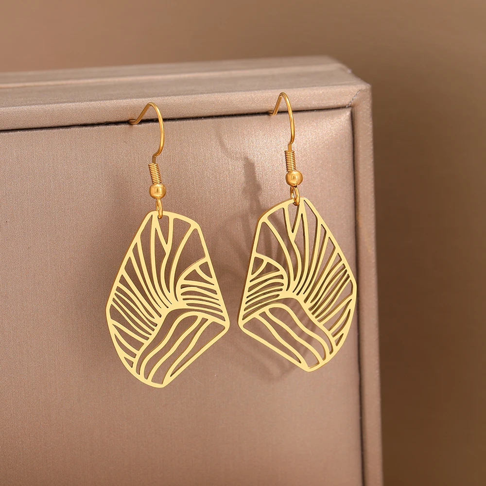 Stainless Steel Earrings New Senior 2023 Irregular Geometric Line Design Pendants Korean Fashion Drop Earrings For Women Jewelry