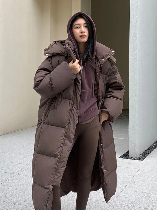 Winter New Women\'s Down Cotton Jacket Loose Commuting Windproof Hooded Long Parkas