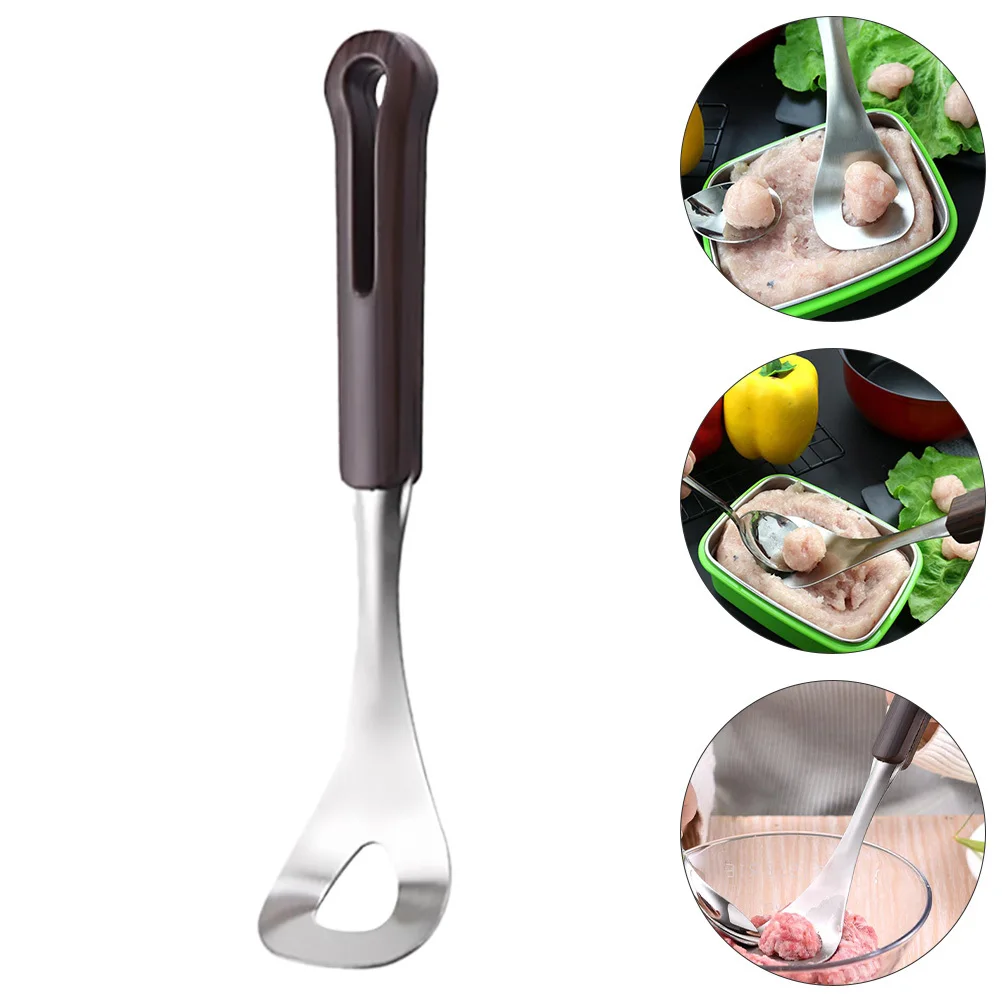 

Stainless Steel Meatball Maker Spoon Long Handle Comfortable Grip Kitchen Gadget for Soup Hotpot Meatball Scoop Tool