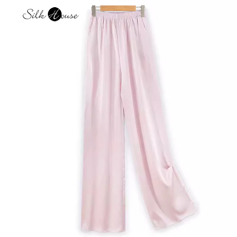 

Женские брюки из 100% натурального шелка тутового шелкопряда, однотонные, сатиновые, повседневные, прямые, длиной 7/8, коллекция Весна/Лето 2026, 22 мм