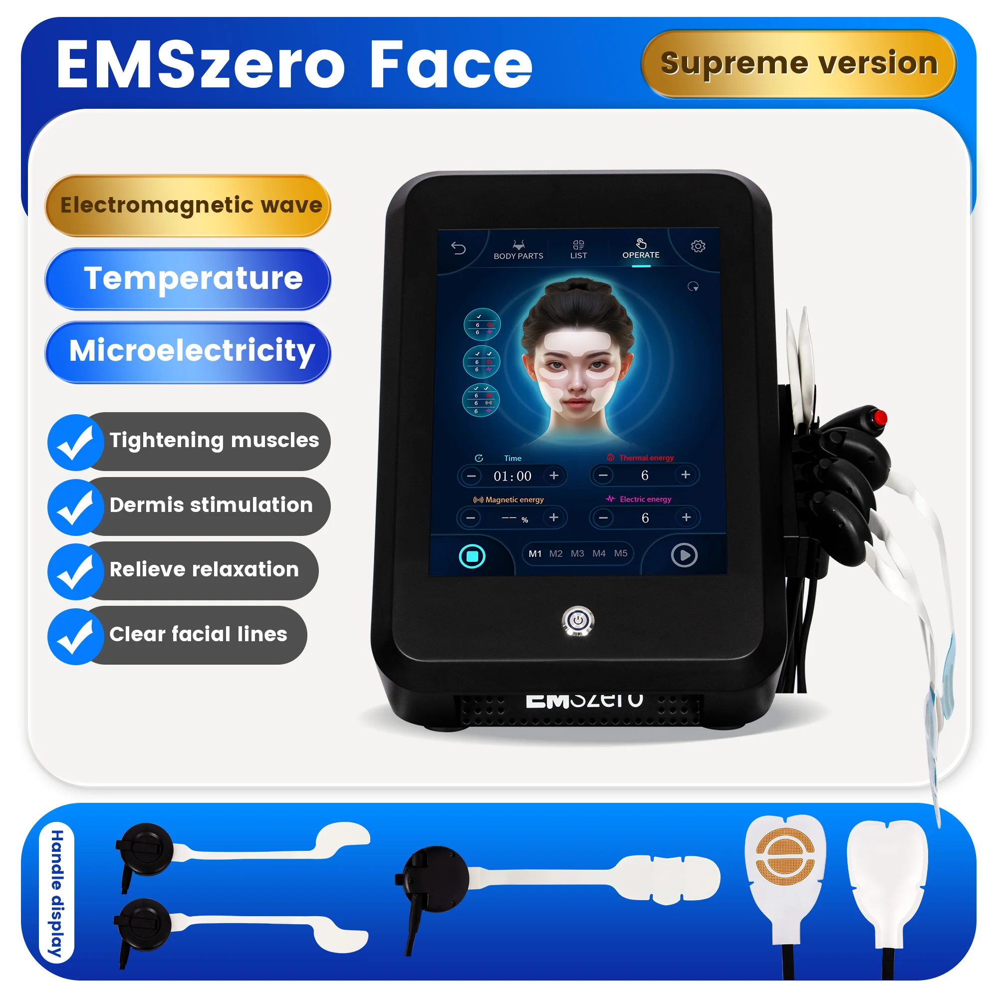 Emszero pro remoção de rugas anti-envelhecimento microcorrente levantamento facial pele aperto emrf máquina facial ativar colágeno