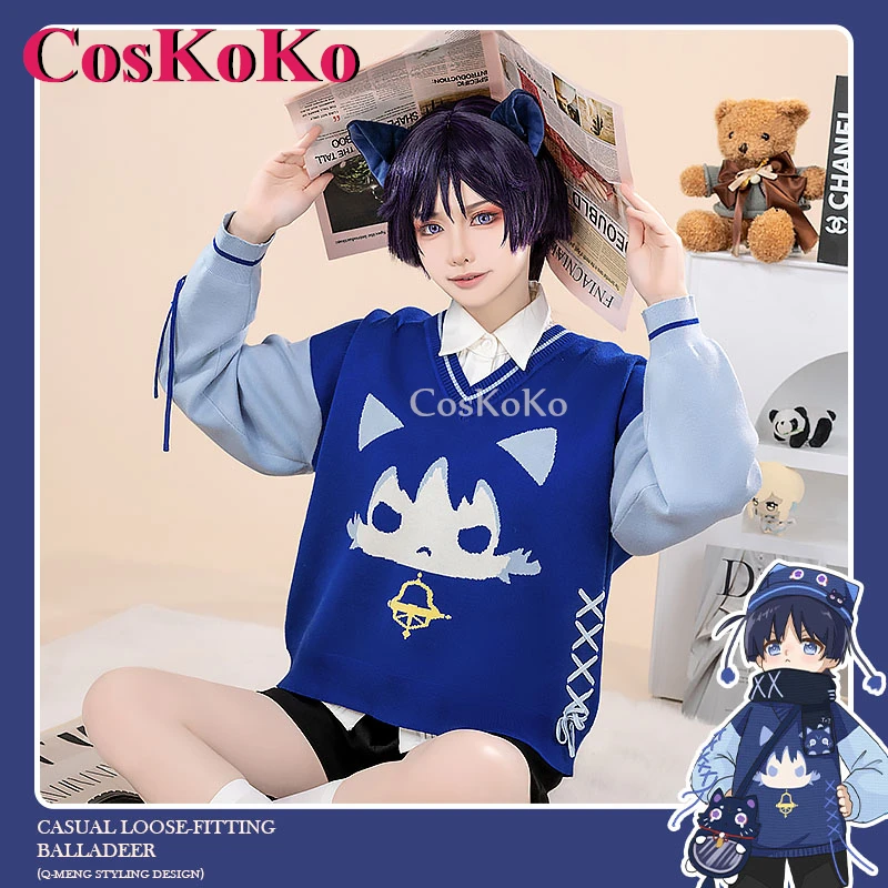 CosKoKo Scaramouche/Wanderer Cosplay Genshin Impact Costume Peripheral Product Fashion College Style Sweater Daily Wear Outfit