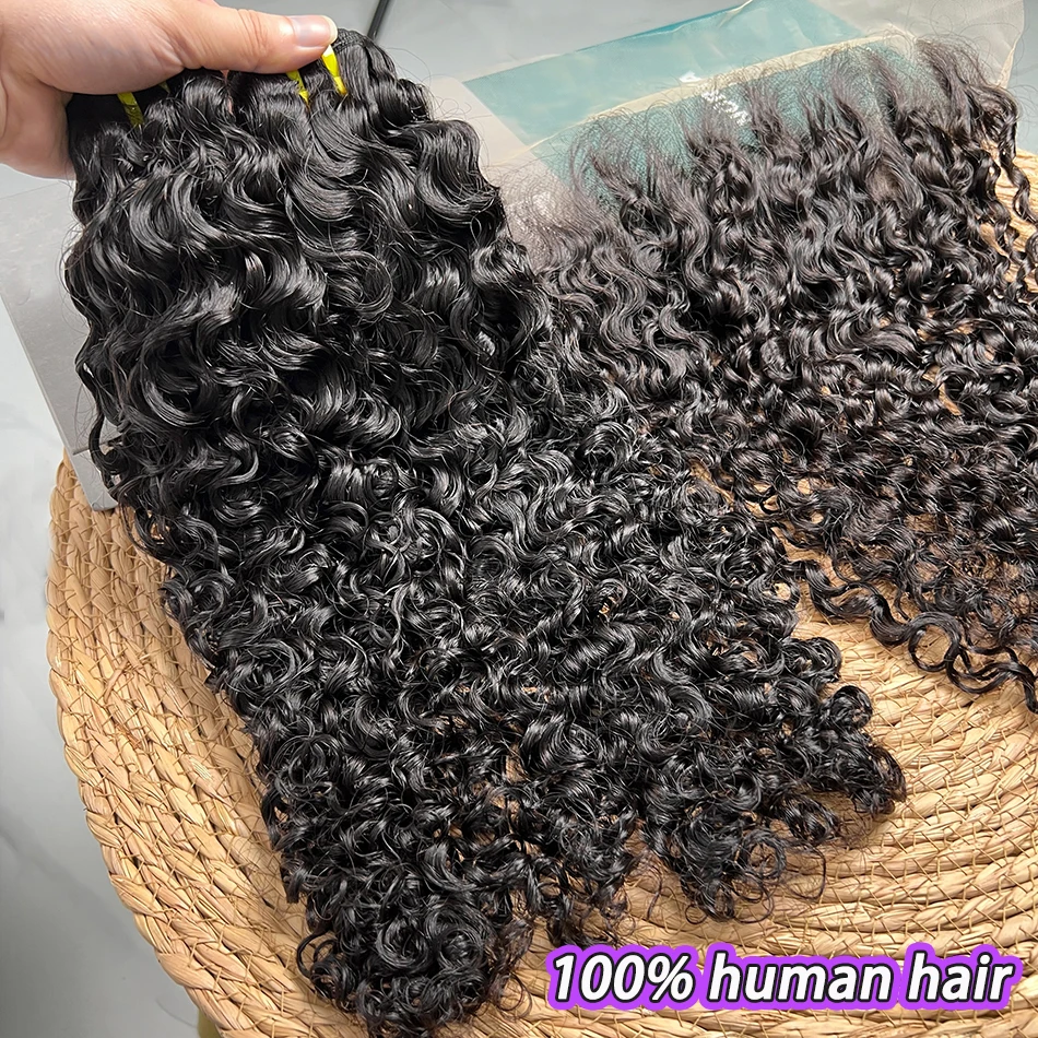 حزم مع 13x4 HD الدانتيل الشفاف أمامي البورمية شعر بشري مجعد قبل قطعها الدانتيل # 1B ملحقات نسج الشعر اللون الطبيعي