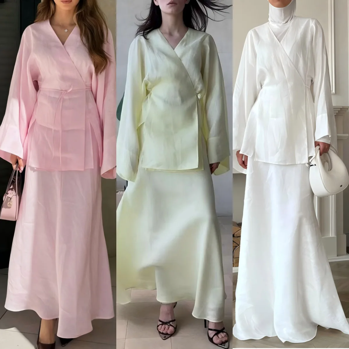 

Европейский и американский комплект юбки с длинными рукавами на шнуровке. Модный и повседневный комплект из двух предметов для женщин.