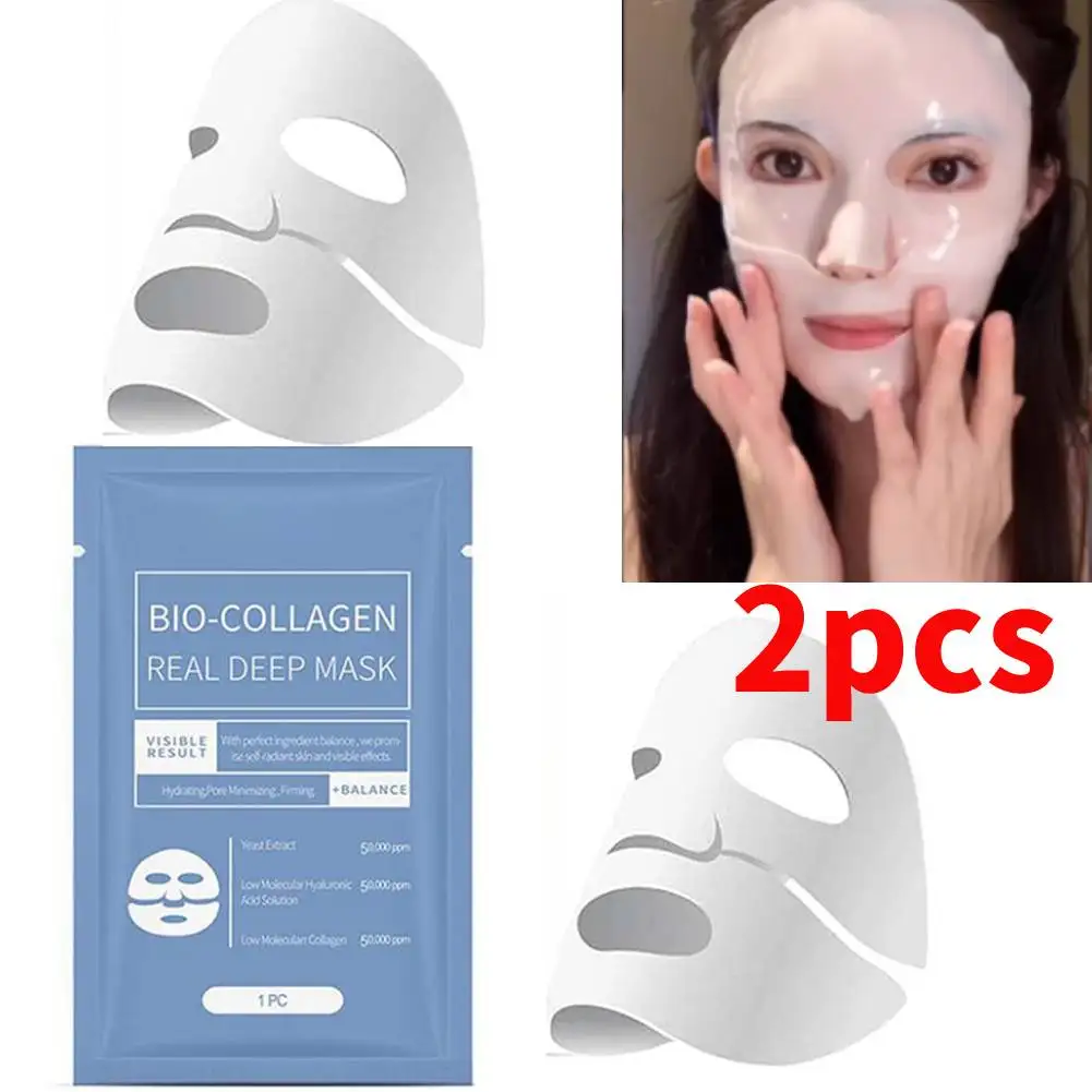 

2pcs Bio Collagen Absorbable Face Mask Korean Cosmetics Deep Hydrating Mask Moisturizing Refreshing Brightening Face Skin Care