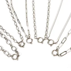 1 Piece 304 Stainless Steel Necklace For DIY Jewelry Making Silver Color With Spring Ring Clasp For Women Men Party Fashion Gift