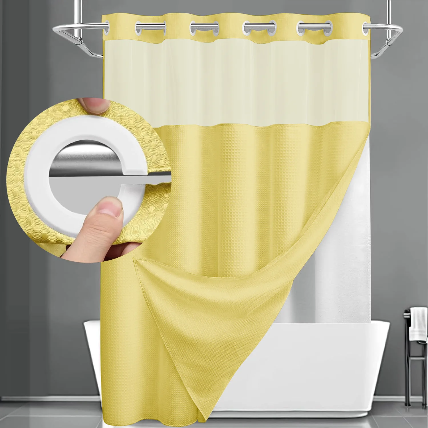 1-piece-hookless-waffle-check-shower-curtain-hotel-grade-double-layer-waterproof-bathroom-shower-curtain-easy-to-install