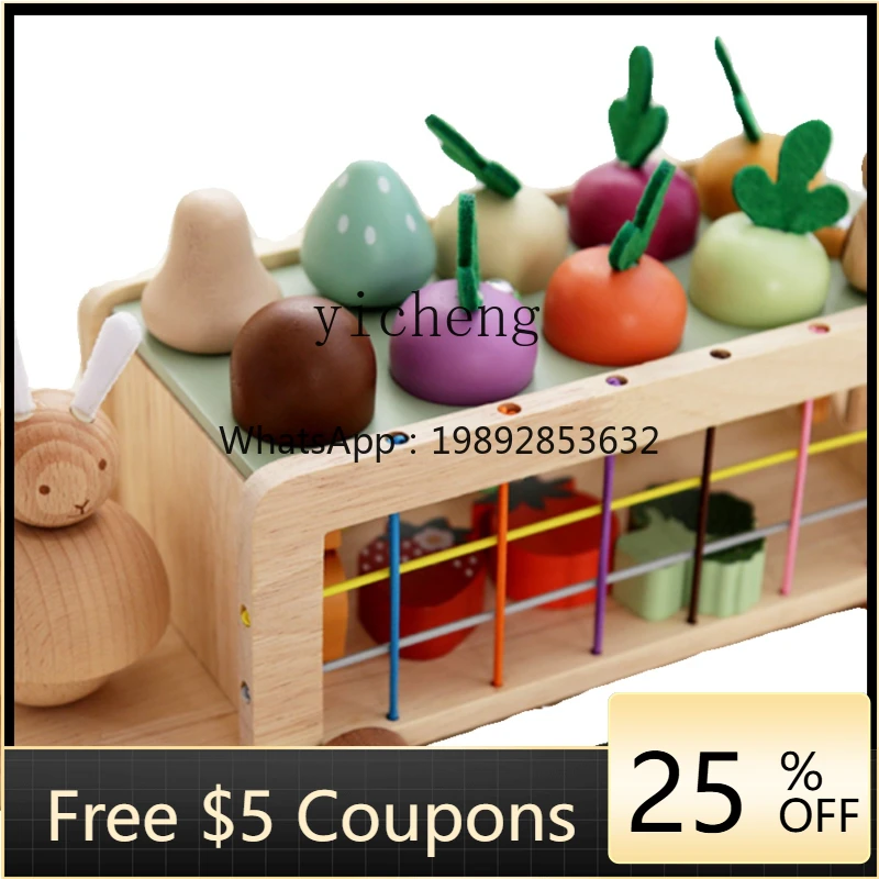 

ZZ Multi-Functional Selle Children's Pulling Radishes Fishing Cognitive Pairing Bunny Solid Wood