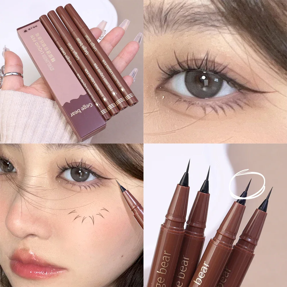 Lasting Liquid Eyeliner Pen Waterproof Ultra-fine Quick-drying Eye Liner Smooth Black Brown Lower Eyelash Lying Silkworm Makeup