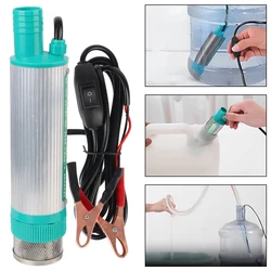 12V For Pumping Diesel Oil Water Submersible Mini Fuel Transfer 30L/min Car Electric DC Refueling Pump Aluminum Alloy Shell